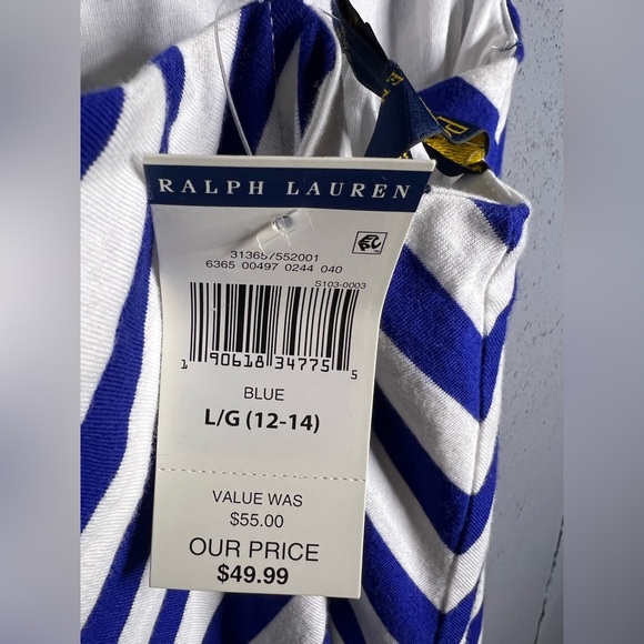 Polo by Ralph Lauren NWT Blue Label Girl’s Chevron Stripe Maxi Dress. Sz 12/14 - Picture 6 of 6